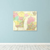 Kaart van de staat Michigan Canvas Afdruk (Insitu (Houten vloer))
