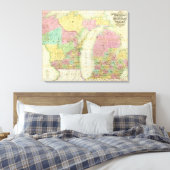 Kaart van de staat Michigan Canvas Afdruk (Insitu (Slaapkamer))