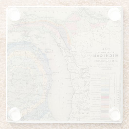 Kaart van de staat Michigan Glazen Onderzetter (Achterkant)