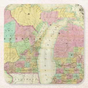 Kaart van de staat Michigan Kartonnen Onderzetters