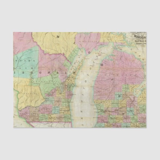 Kaart van de staat Michigan Tissuepapier (Voorkant)