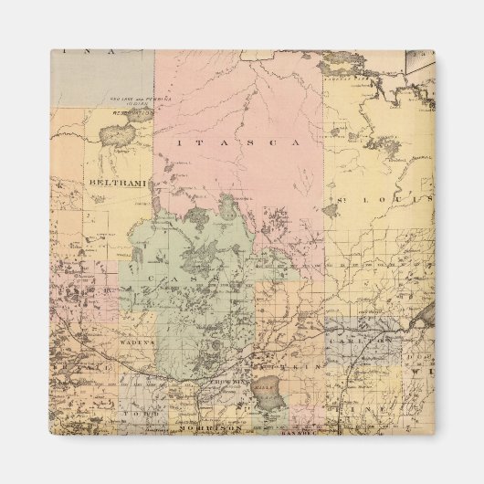 Kaart van de staat Minnesota, 1874 Magneet (Voorkant)