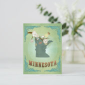 Kaart van de  staat Minnesota - Sage Green (Staand voorkant)