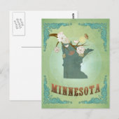 Kaart van de  staat Minnesota - Sage Green (Voorkant / Achterkant)