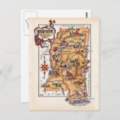 Kaart van de staat Mississippi Post Kaart (Voorkant / Achterkant)