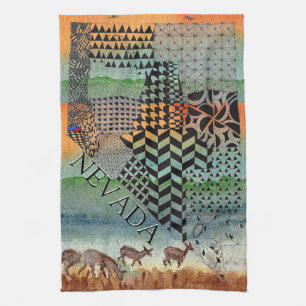 Kaart van de staat Nevada Desert Painting Kitchen  Theedoek