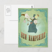 Kaart van de staat New Hampshire - Groen (Voorkant / Achterkant)