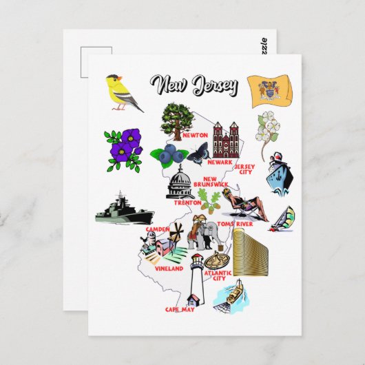 Kaart van de staat New jersey (Voorkant / Achterkant)