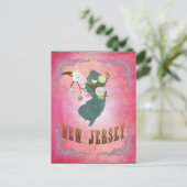 Kaart van de staat New Jersey - Modern  Snoep Pink (Staand voorkant)