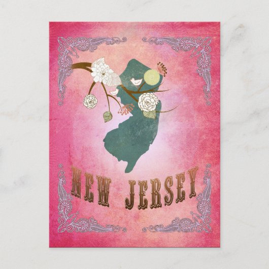 Kaart van de staat New Jersey - Modern  Snoep Pink (Voorkant)