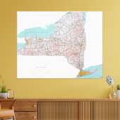 Kaart van de staat New York (1976) Canvas Afdruk (Insitu (Woonkamer))