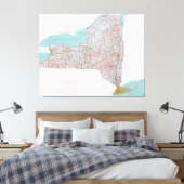 Kaart van de staat New York (1976) Canvas Afdruk (Insitu (Slaapkamer))