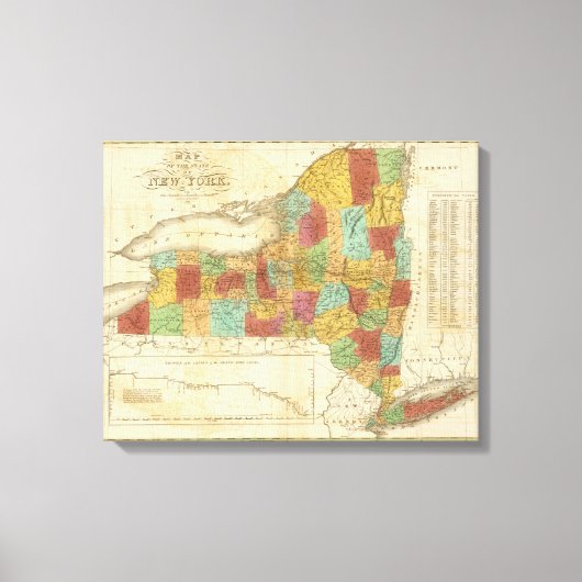 kaart van de staat New York Canvas Afdruk (Voorkant)