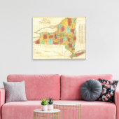 kaart van de staat New York Canvas Afdruk (Insitu (Woonkamer))