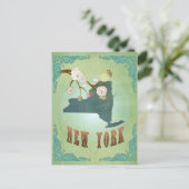 Kaart van de  staat New York - Groen (Staand voorkant)