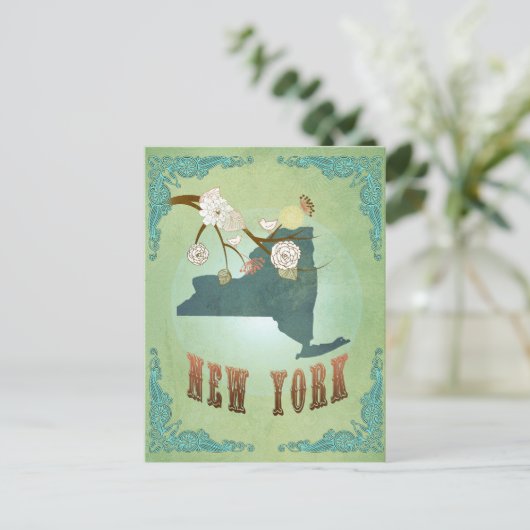 Kaart van de  staat New York - Groen (Staand voorkant)