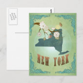 Kaart van de  staat New York - Groen (Voorkant / Achterkant)