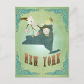 Kaart van de  staat New York - Groen (Voorkant)