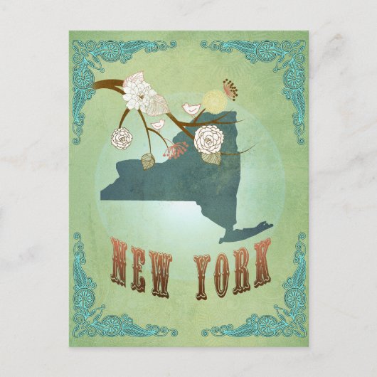 Kaart van de  staat New York - Groen (Voorkant)