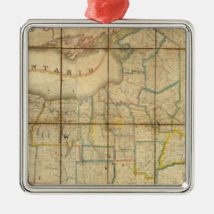 Kaart van de staat New York Metalen Ornament