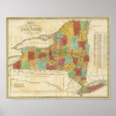 kaart van de staat New York Poster (Voorkant)