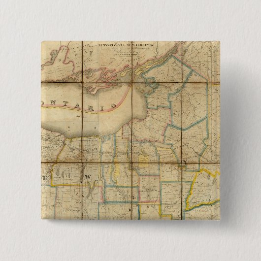 Kaart van de staat New York Vierkante Button 5,1 Cm (Voorkant)