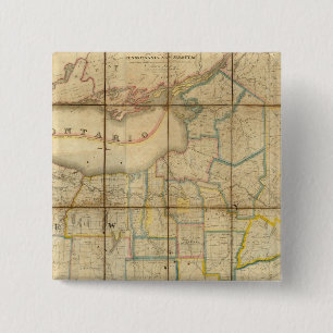 Kaart van de staat New York Vierkante Button 5,1 Cm