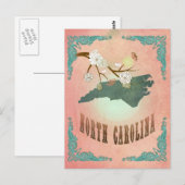 kaart van de staat North Carolina - Pastel Peach (Voorkant / Achterkant)