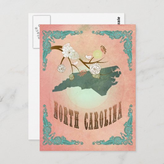  kaart van de staat North Carolina - Pastel Peach (Voorkant / Achterkant)