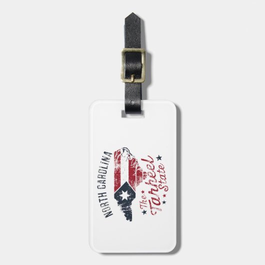 Kaart van de staat North Carolina The Tarheel Bagagelabel (Voorkant verticaal)