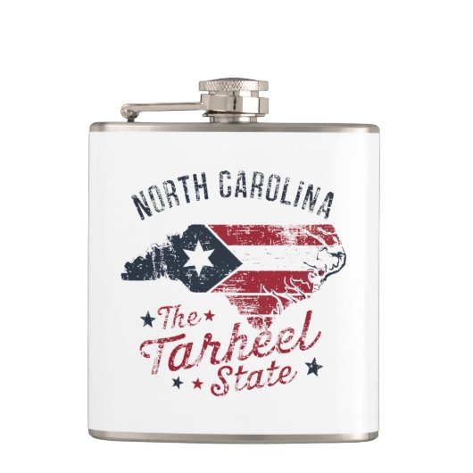 Kaart van de staat North Carolina The Tarheel Heupfles (Voorkant)