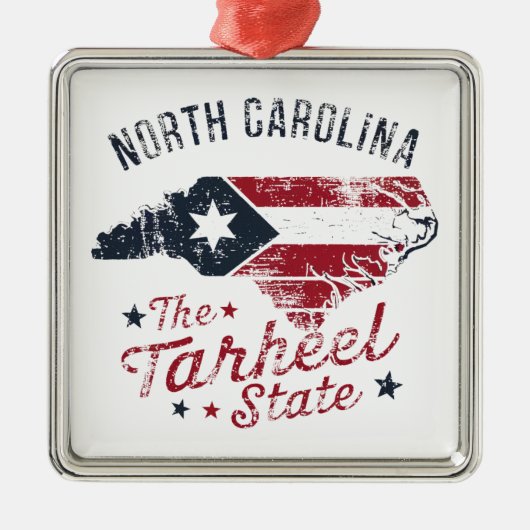Kaart van de staat North Carolina The Tarheel Metalen Ornament (Voorkant)