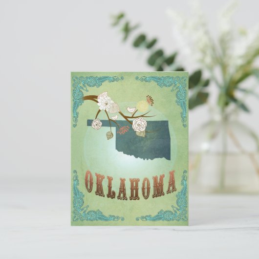 Kaart van de staat Oklahoma - groen (Staand voorkant)