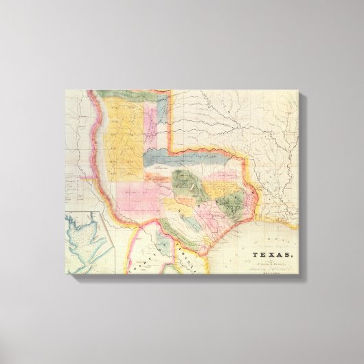 Kaart van de staat Texas | 1835 Canvas Afdruk (Voorkant)