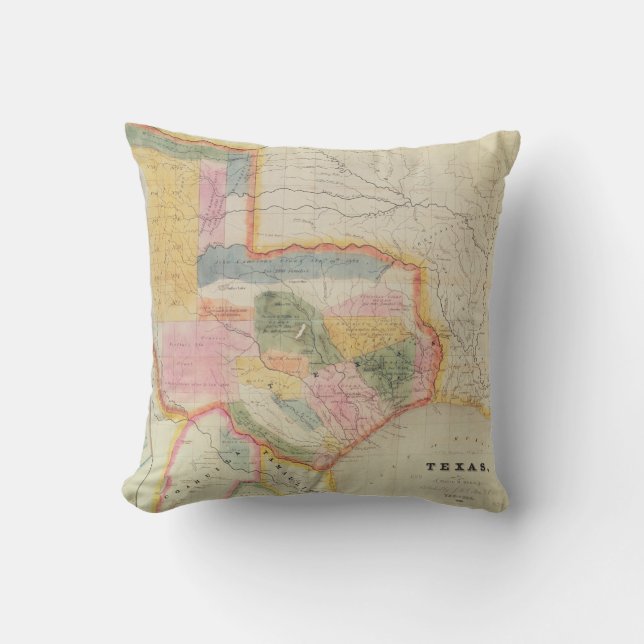 Kaart van de staat Texas | 1835 Kussen (Voorkant)