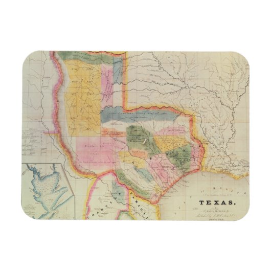 Kaart van de staat Texas | 1835 Magneet (Horizontaal)