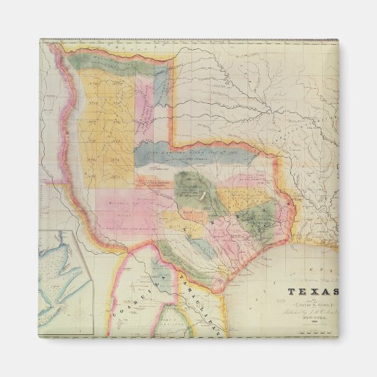Kaart van de staat Texas | 1835 Magneet (Voorkant)