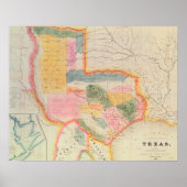 Kaart van de staat Texas | 1835 Poster (Voorkant)