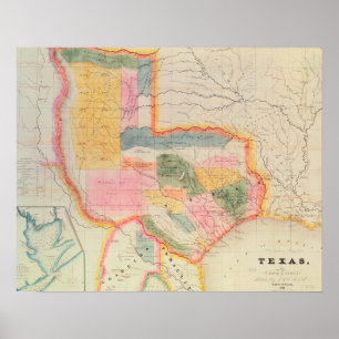 Kaart van de staat Texas 1835 Poster