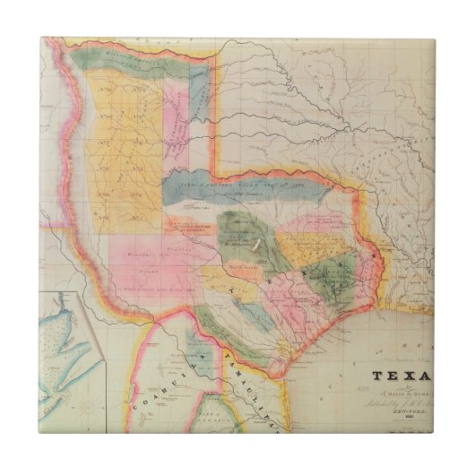 Kaart van de staat Texas | 1835 Tegeltje (Voorkant)