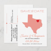 Kaart van de staat Texas Save the Date (Voorkant / Achterkant)