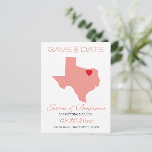 Kaart van de staat Texas Save the Date (Staand voorkant)