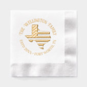 Kaart van de staat Texas Sterren Strepen Naam van  Folie Servetten (Voorkant)