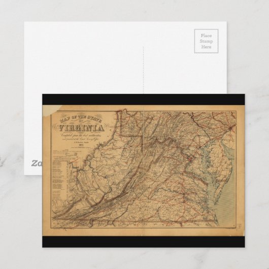 Kaart van de staat Virginia (1865) (Voorkant / Achterkant)