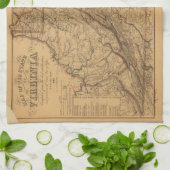 Kaart van de staat Virginia (1865) Theedoek (Gevouwen)