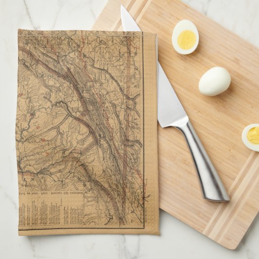 Kaart van de staat Virginia (1865) Theedoek (Quarter Fold)