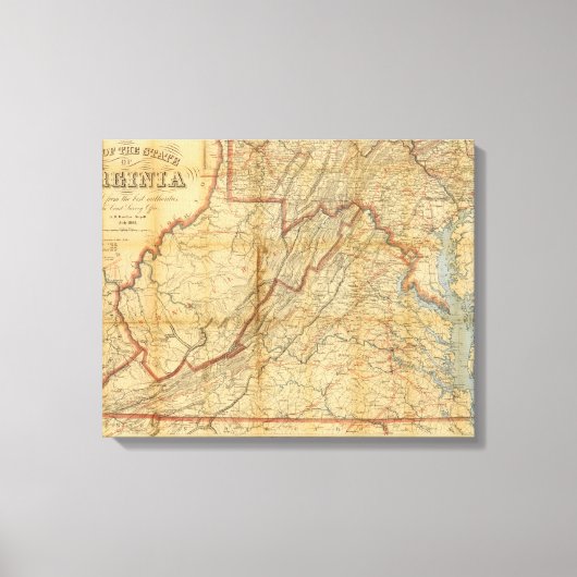 Kaart van de staat Virginia Canvas Afdruk (Voorkant)