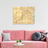 Kaart van de staat Virginia Canvas Afdruk (Insitu (Woonkamer))