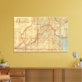 Kaart van de staat Virginia Canvas Afdruk (Insitu (Woonkamer))