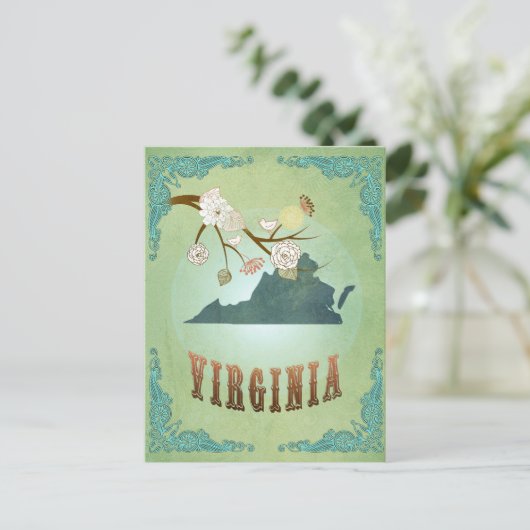 Kaart van de staat Virginia - Groen (Staand voorkant)